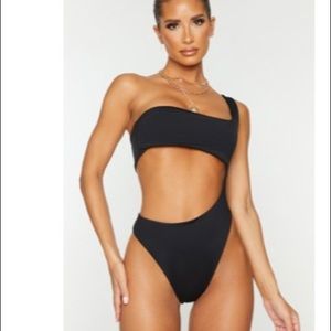Pretty Little Thing Black cut out one piece new and unworn